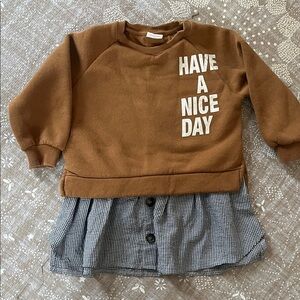 Zara Brown Sweatshirt with built in shirt dress